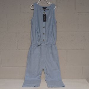 Nautica Light Blue Button-Front Chambray Jumpsuit Size 8/10, NWT, Coastal
